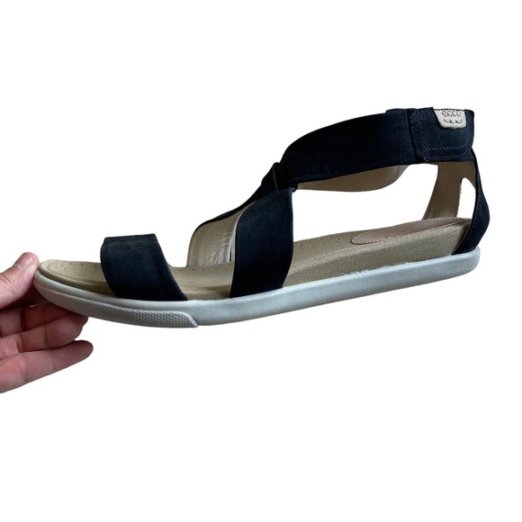 ECCO Black Velvet Suede Comfy Sandals Womens Size 8/8.5 (39) - Picture 12 of 14